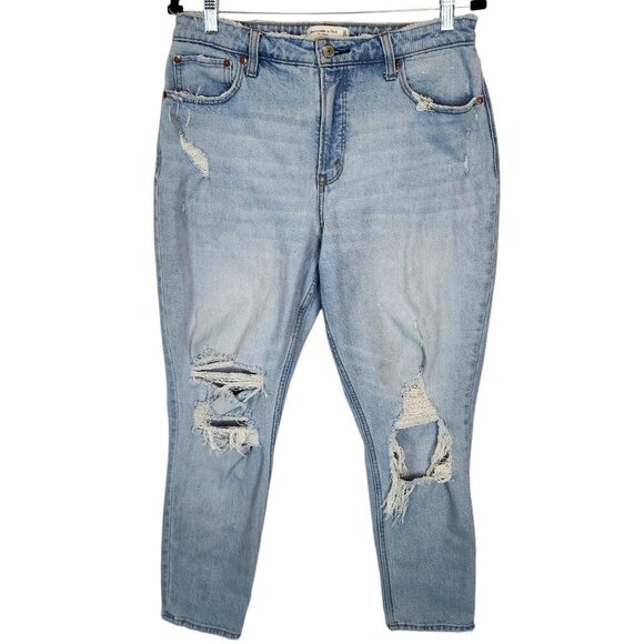 Abercrombie & Fitch The Skinny High Rise Curve Love Distressed Thrashed Jeans 31 - Picture 2 of 13